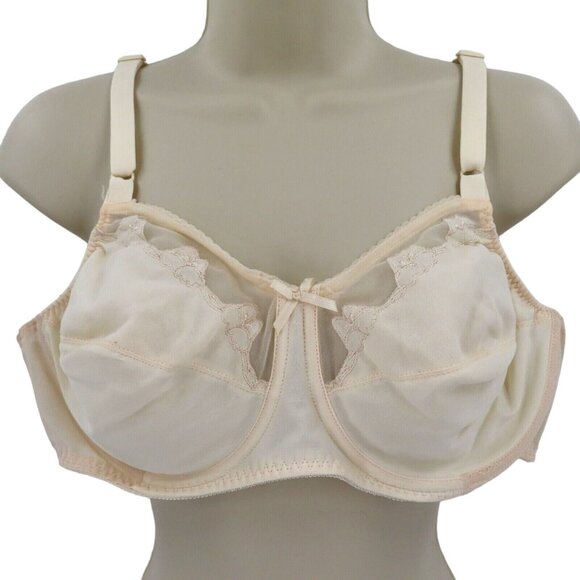 Bali 40C 0180 Full Coverage Ivory Embroidered Flowers Underwire Bra No Padding - Picture 1 of 13